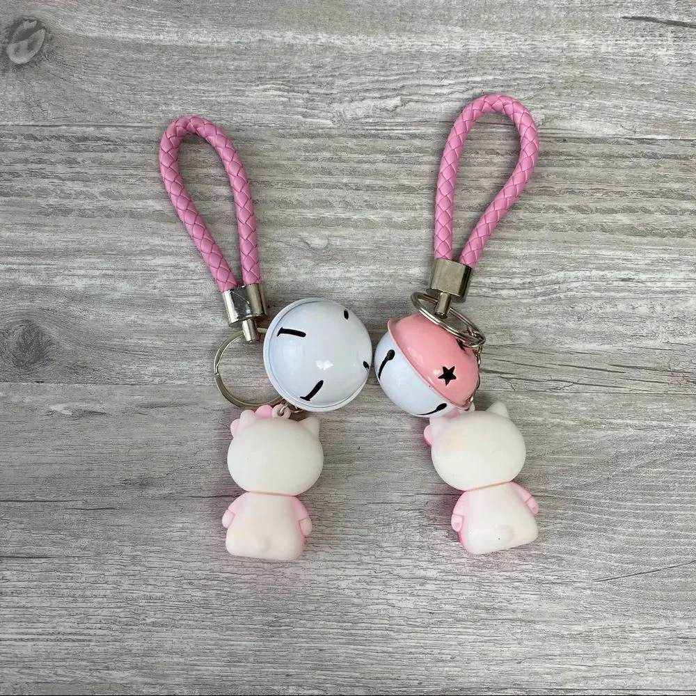 NWOT hello kitty White & Pink Bell key Ring holder